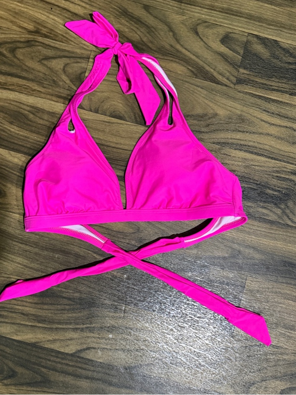 Women's Hot Pink Halter Wrap Bikini Top